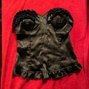 Ladies black ruffled corset top